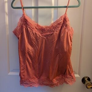 The Limited Coral Lace Satin Camisole Size XL With Built-in Bra Lining